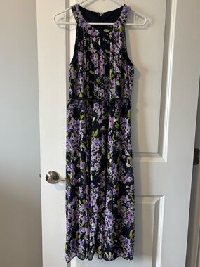 Tommy Hilfiger Black Maxi Dress with Purple Floral Print